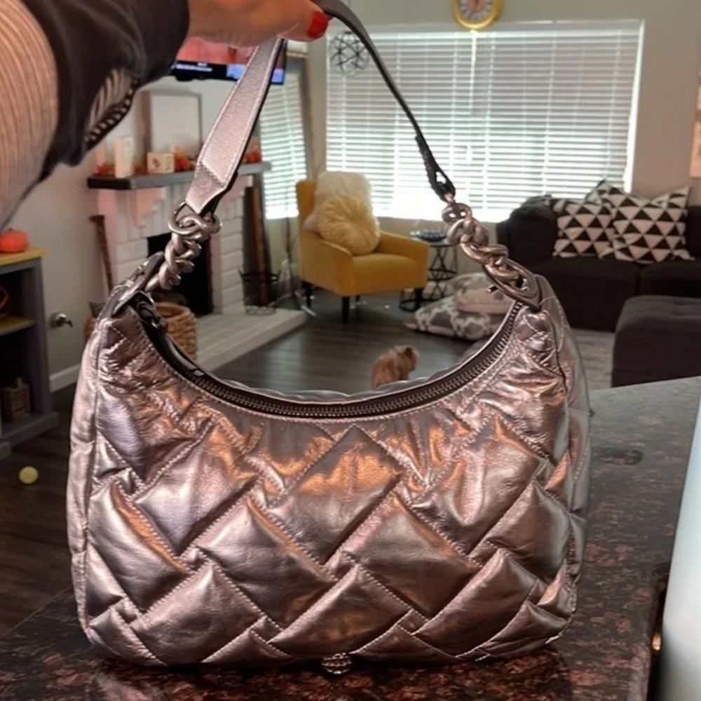 Kurt Geiger Kensington gunmetal quilted hobo bag